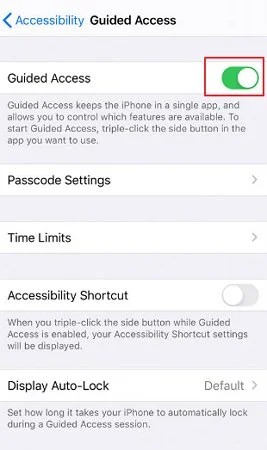 enable guided access in iPhone 