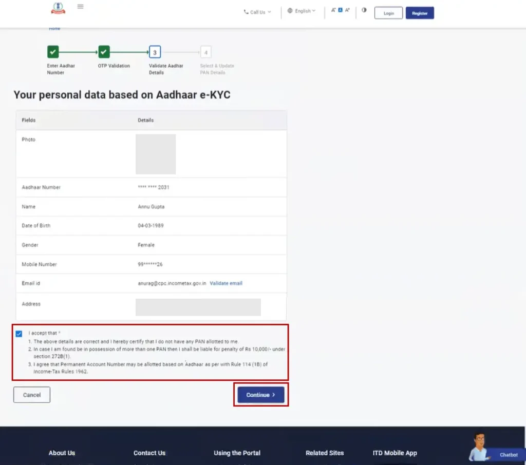 steps to  apply Instant PAN card 