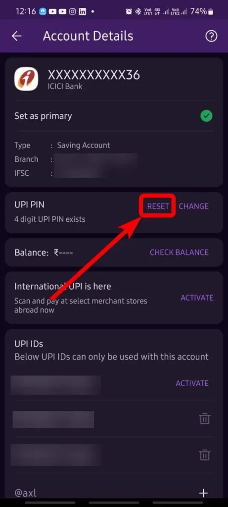 Upi pin reset on phonepe