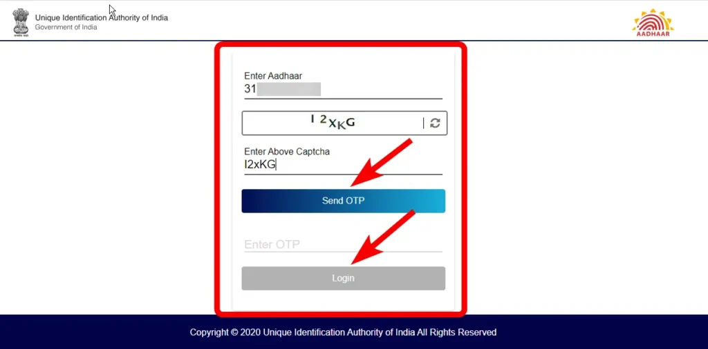 Aadhar card login process 